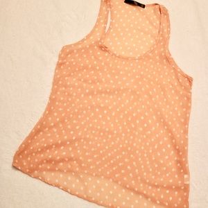 Small Peach Tank with White Polka Dots